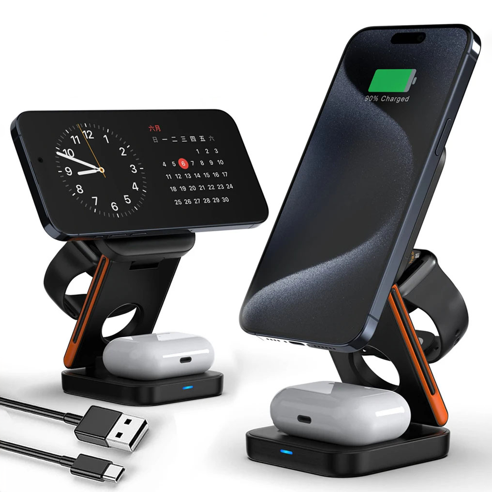 3in1折りたたみワイヤレス充電スタンド