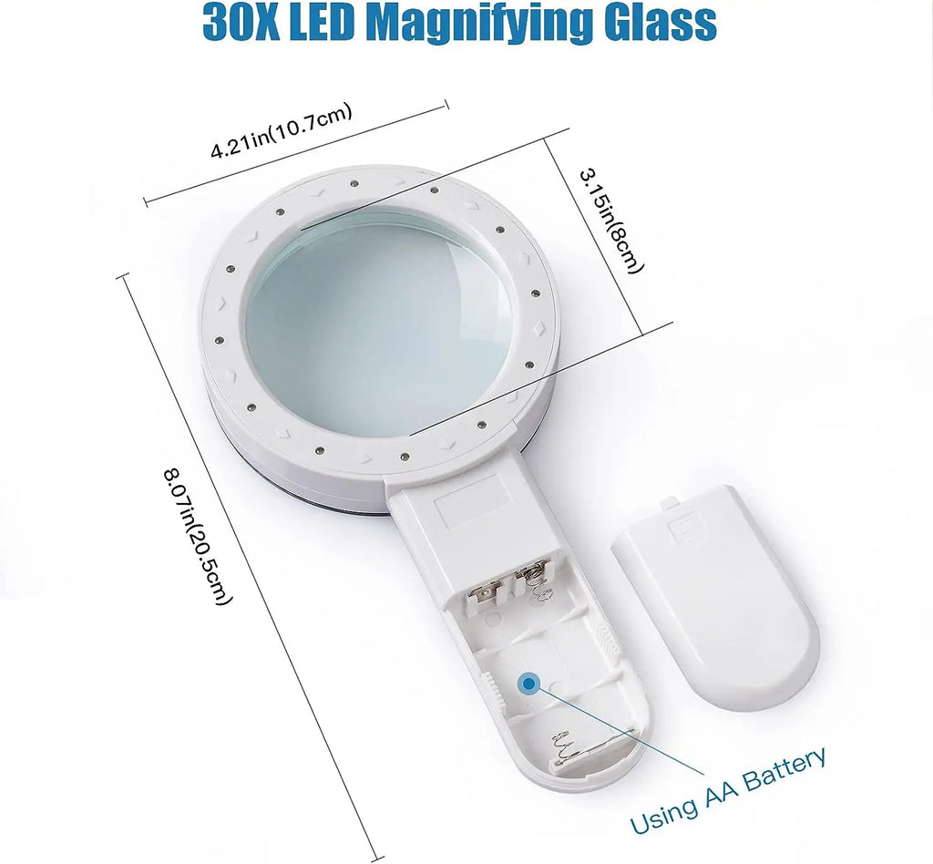 LEDライト付き30倍ハンドルーペ