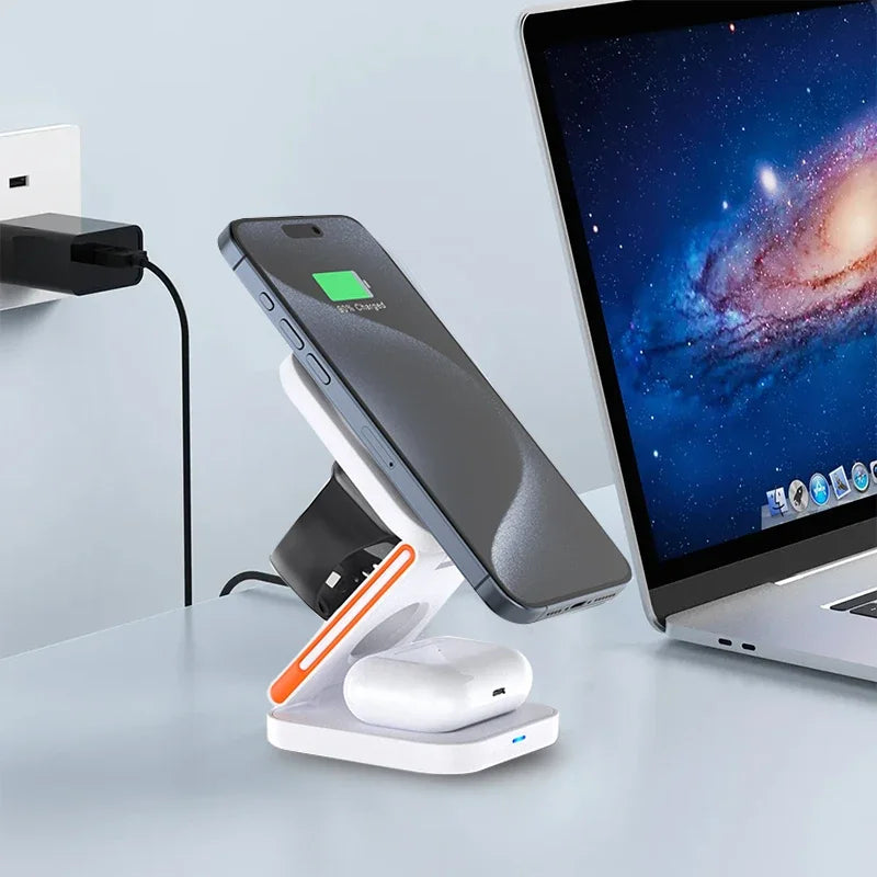 3in1折りたたみワイヤレス充電スタンド