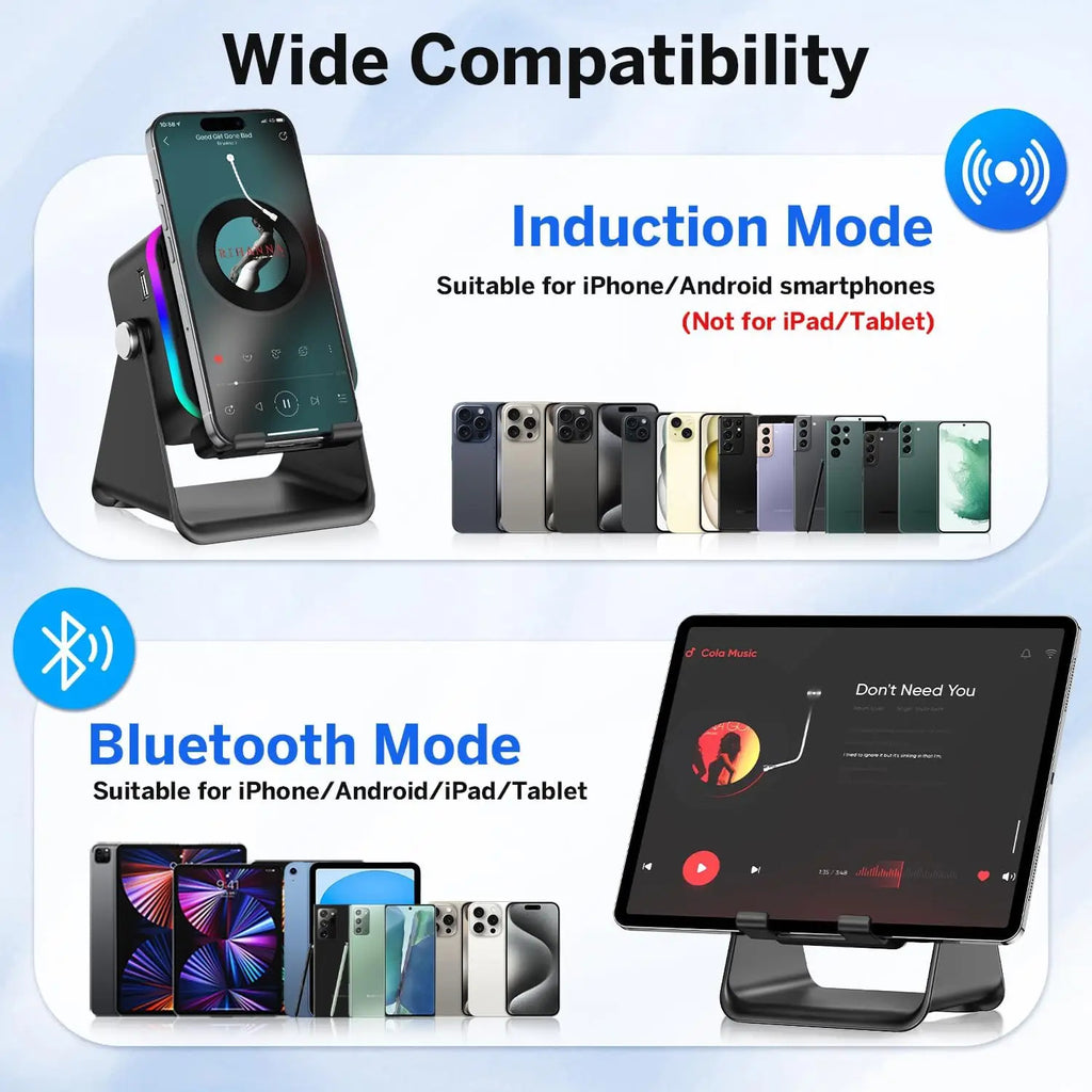 5in1ワイヤレススピーカー | Bluetooth・スマホスタンド・LED搭載