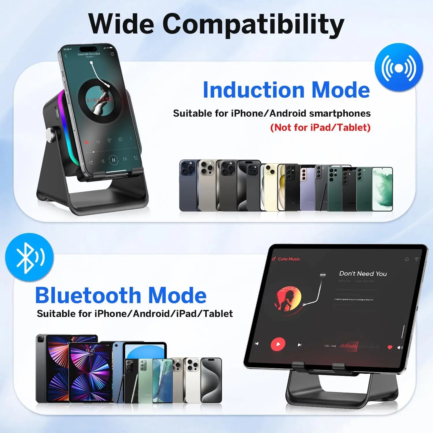 5in1ワイヤレススピーカー | Bluetooth・スマホスタンド・LED搭載