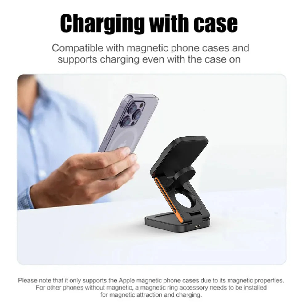 3in1折りたたみワイヤレス充電スタンド